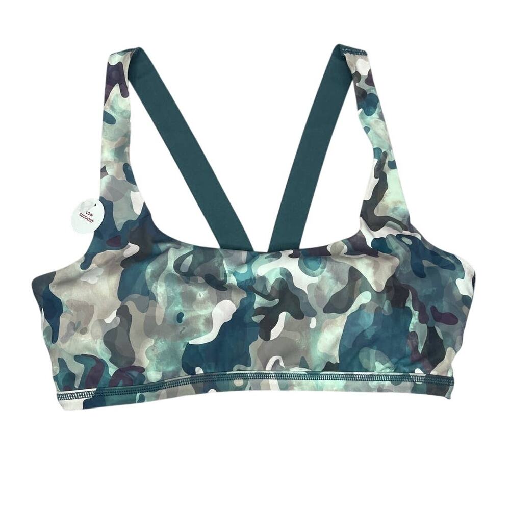 NWT Spanx Printed Low Impact‎ Green Camo Sports Bra Women’s Size Small
